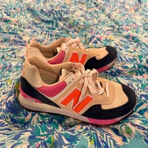 New Balance Cream and Orange Athletic Shoes